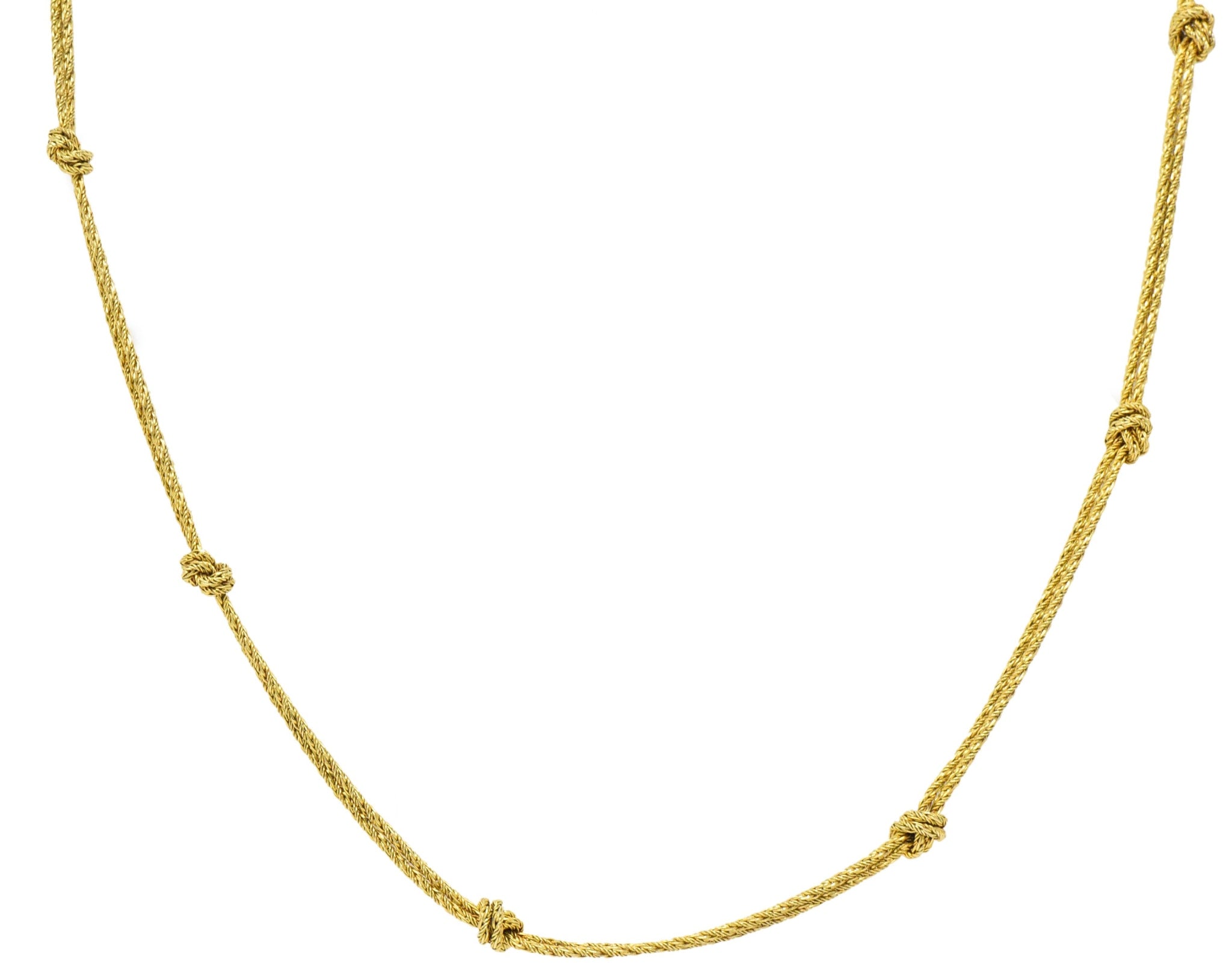 Tiffany & Co. Germany Retro 18 Karat Gold Woven Knot Necklace Wilson's Estate Jewelry