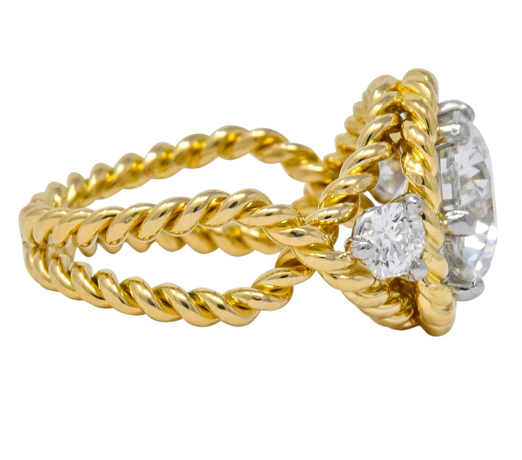 Tiffany & Co. Jean Schlumberger 2.50 CTW Diamond Platinum 18 Karat Gold Engagement Ring GIA - Wilson's Estate Jewelry