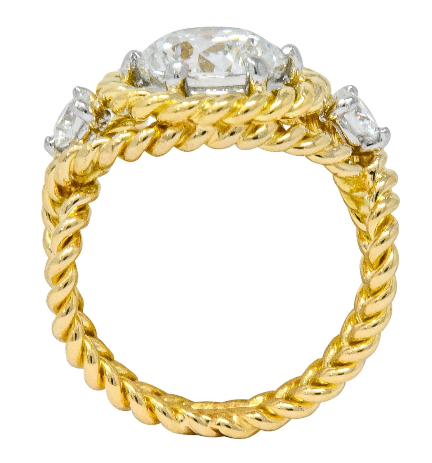 Tiffany & Co. Jean Schlumberger 2.50 CTW Diamond Platinum 18 Karat Gold Engagement Ring GIA - Wilson's Estate Jewelry