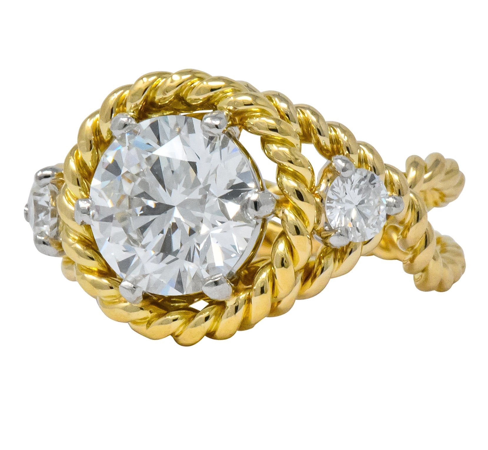 Tiffany & Co. Jean Schlumberger 2.50 CTW Diamond Platinum 18 Karat Gold Engagement Ring GIA - Wilson's Estate Jewelry