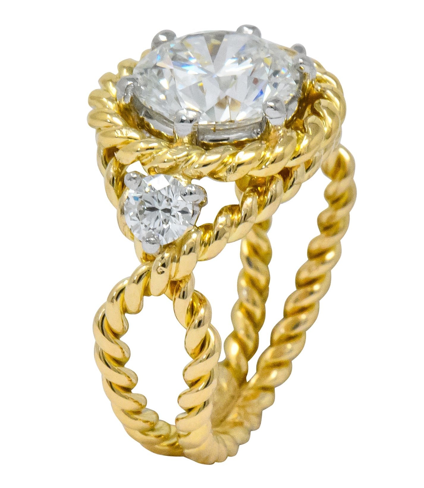 Tiffany & Co. Jean Schlumberger 2.50 CTW Diamond Platinum 18 Karat Gold Engagement Ring GIA - Wilson's Estate Jewelry