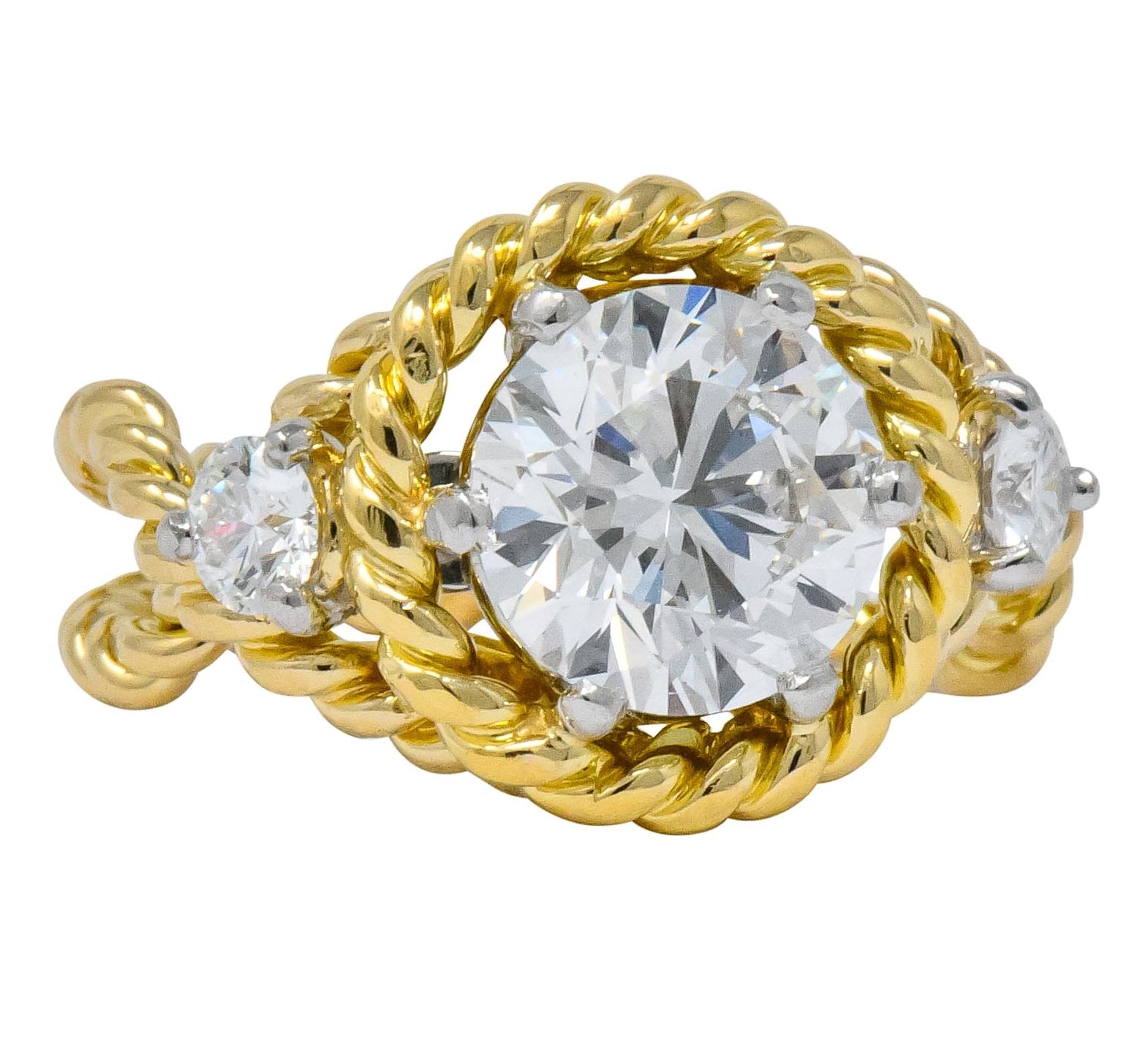 Tiffany & Co. Jean Schlumberger 2.50 CTW Diamond Platinum 18 Karat Gold Engagement Ring GIA - Wilson's Estate Jewelry