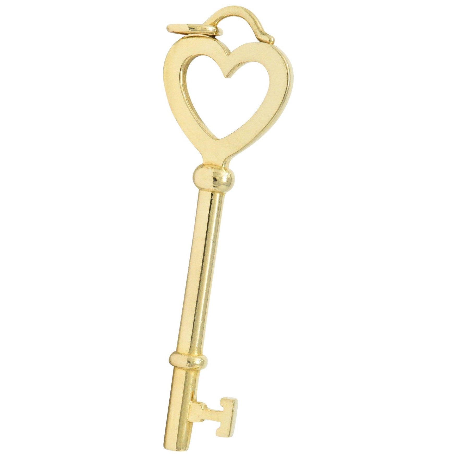 Tiffany & Co. Modern 18 Karat Gold Heart Key Pendant Wilson's Estate Jewelry