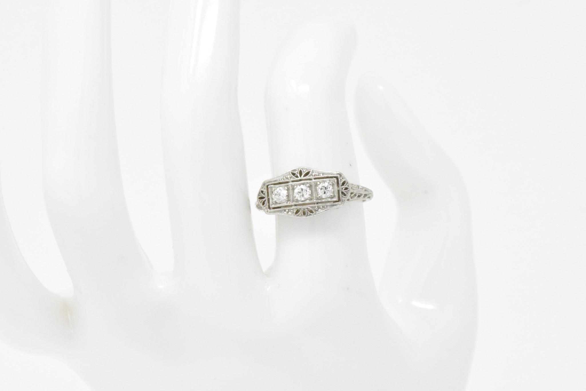 Tiffany & Co. Old European Diamond Platinum Panel Alternative Engagement Ring Wilson's Estate Jewelry