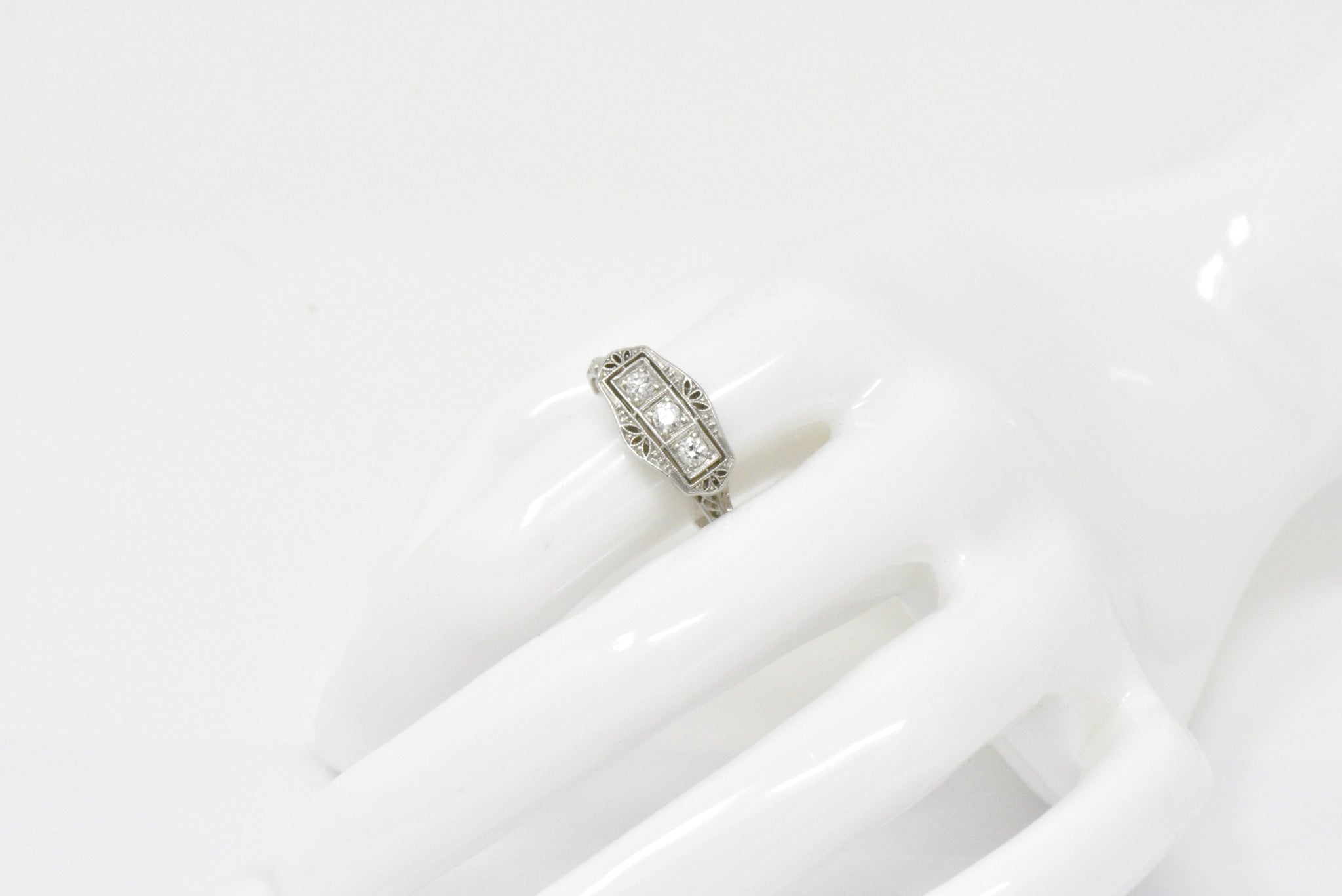 Tiffany & Co. Old European Diamond Platinum Panel Alternative Engagement Ring Wilson's Estate Jewelry