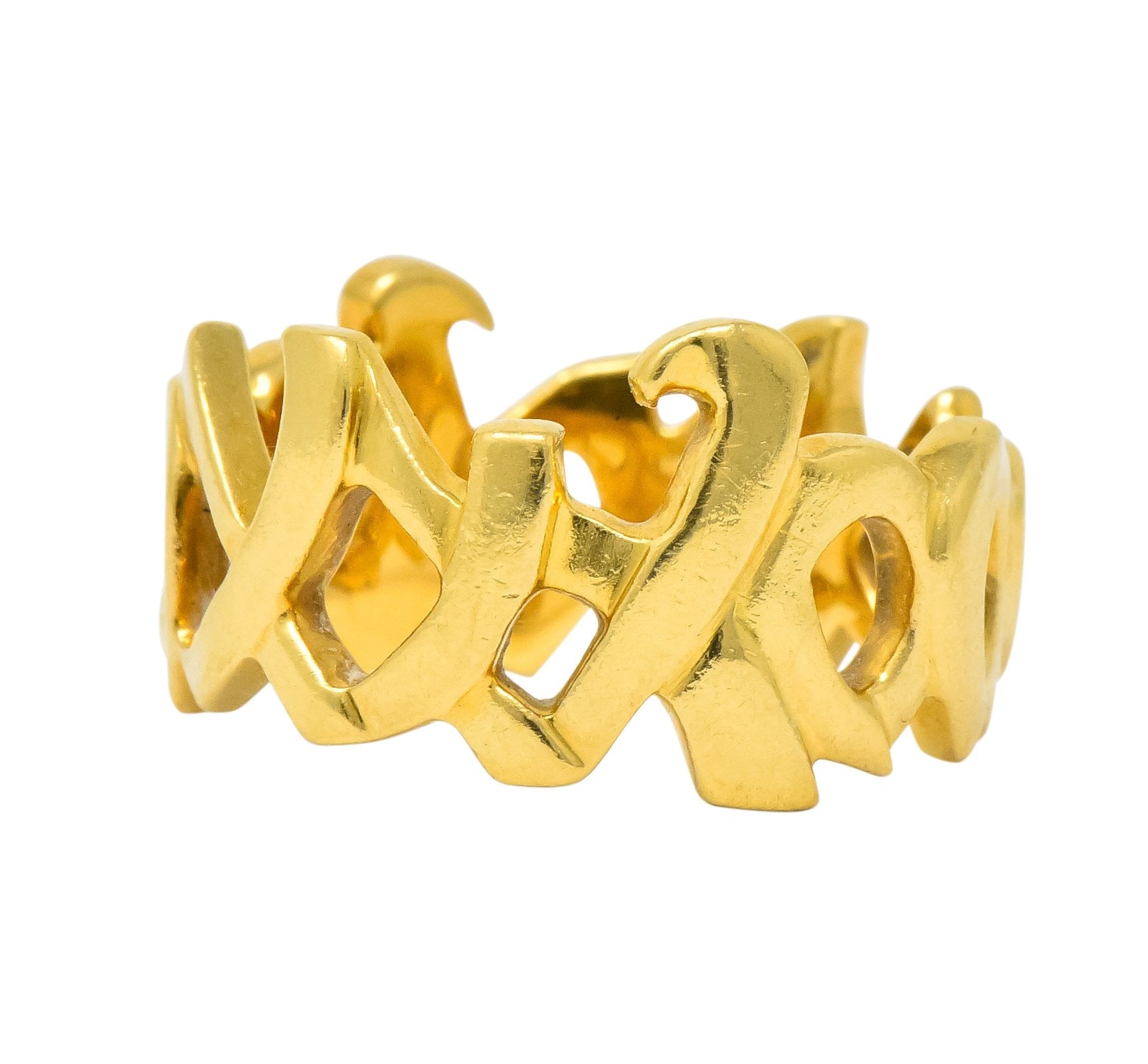 Tiffany & Co. Paloma Picasso 1984 18 Karat Gold Graffiti Love And Kisses Band Ring - Wilson's Estate Jewelry