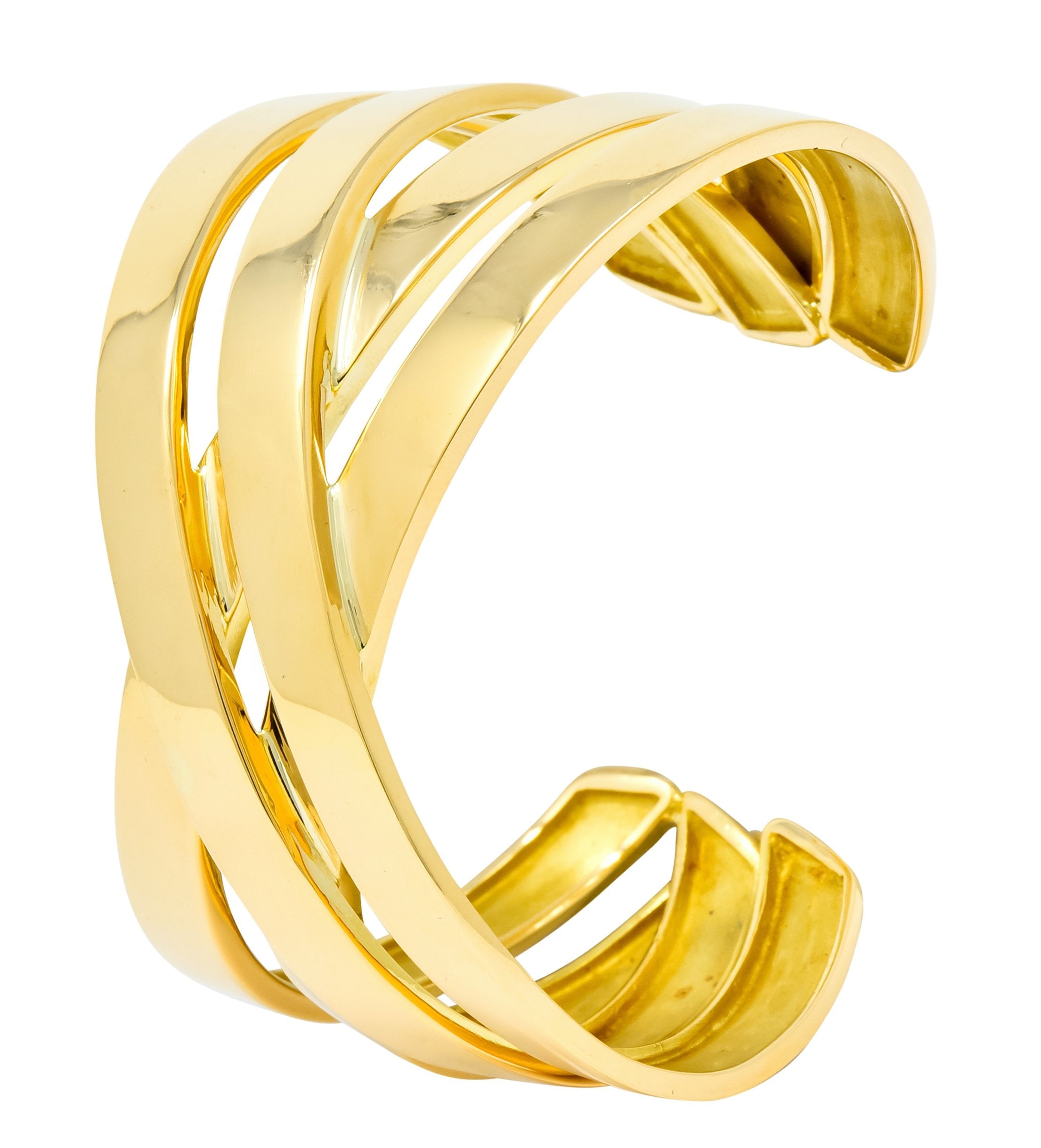 Tiffany & Co. Paloma Picasso French 18 Karat Yellow Gold Criss Cross Cuff Bracelet - Wilson's Estate Jewelry