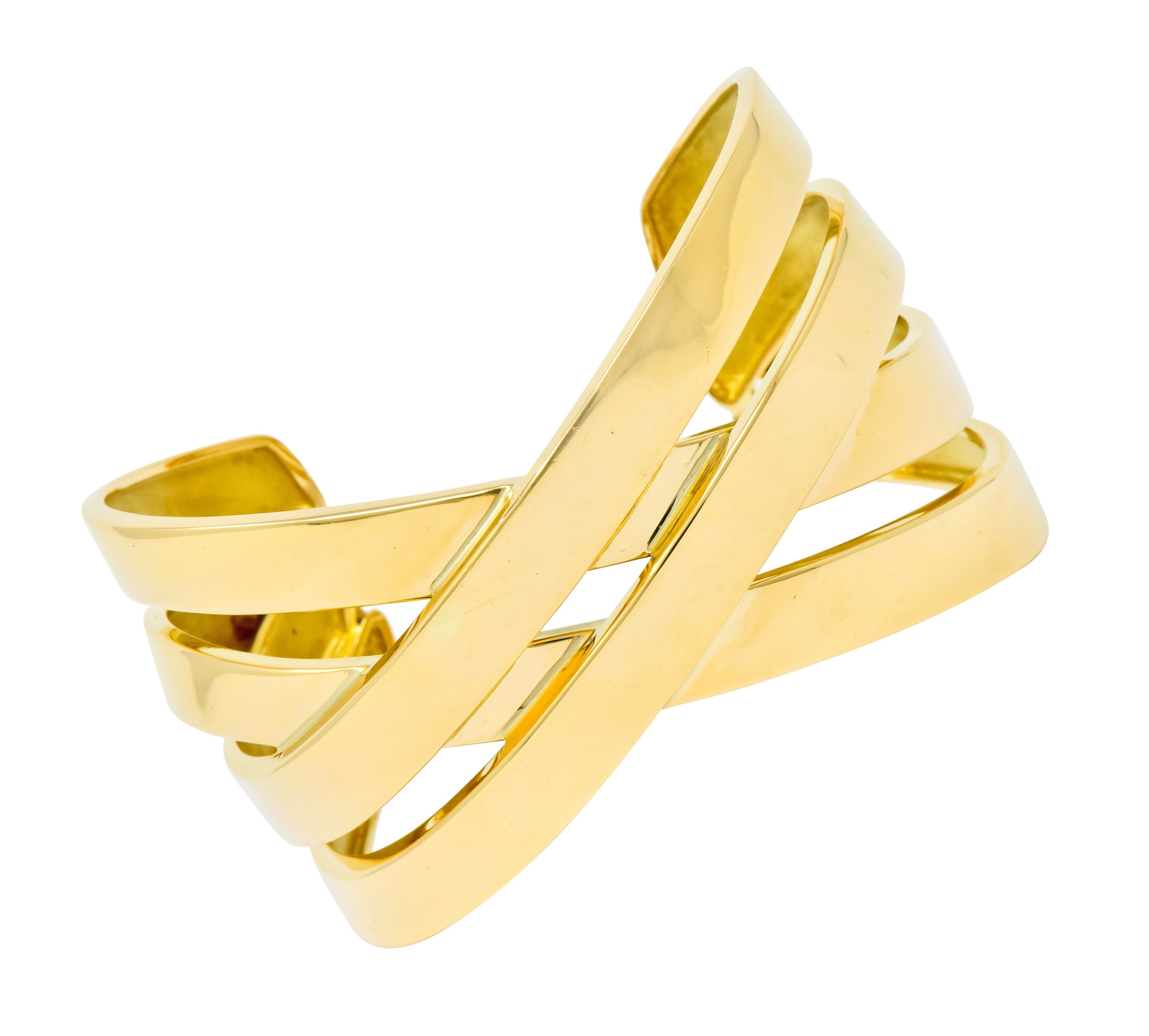 Tiffany & Co. Paloma Picasso French 18 Karat Yellow Gold Criss Cross Cuff Bracelet - Wilson's Estate Jewelry