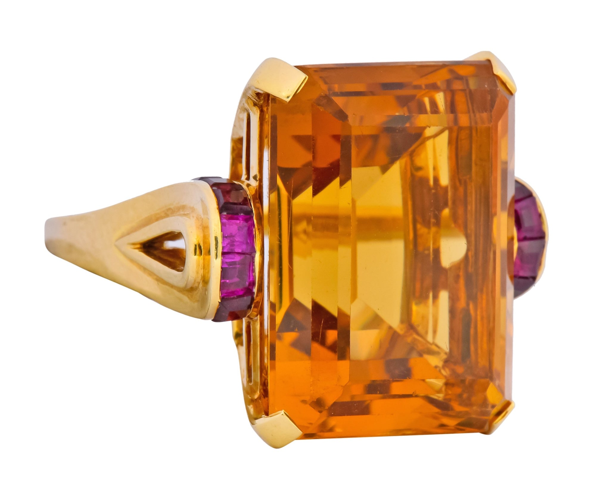 Tiffany & Co. Retro 24.54 CTW Citrine Ruby Cocktail Ring Circa 1950 - Wilson's Estate Jewelry