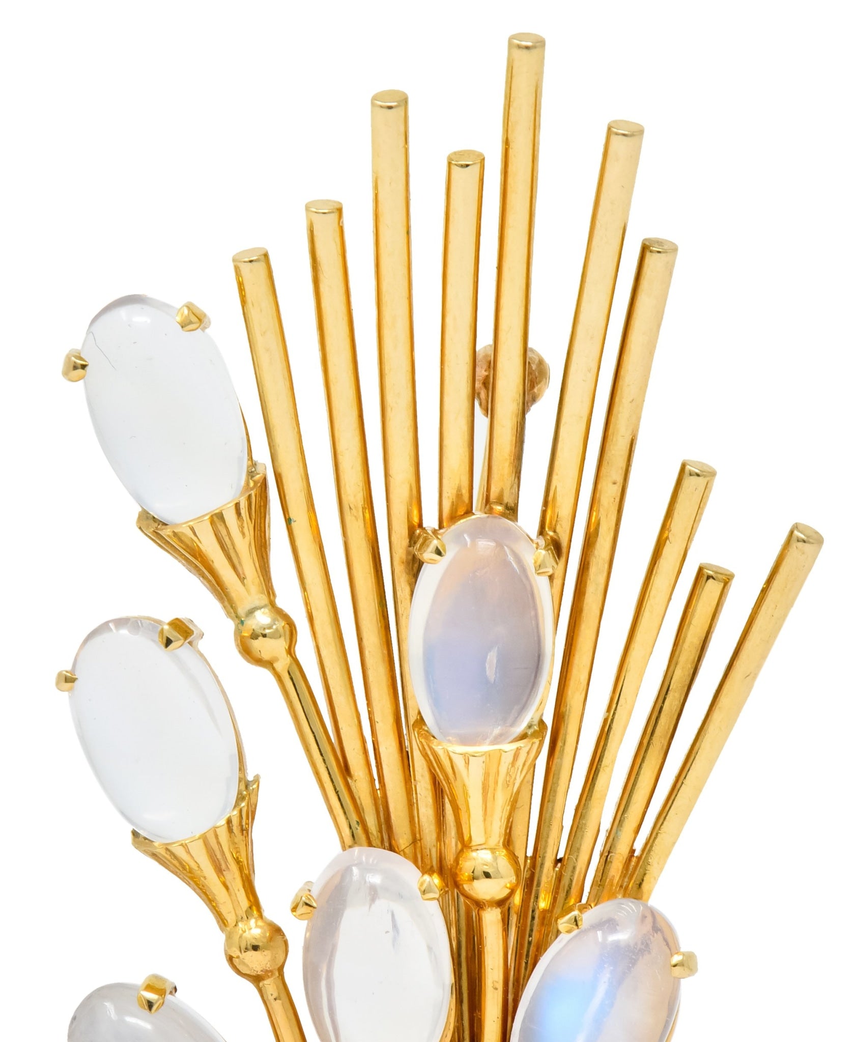 Tiffany & Co. Retro Moonstone 14 Karat Gold Cattail Brooch - Wilson's Estate Jewelry