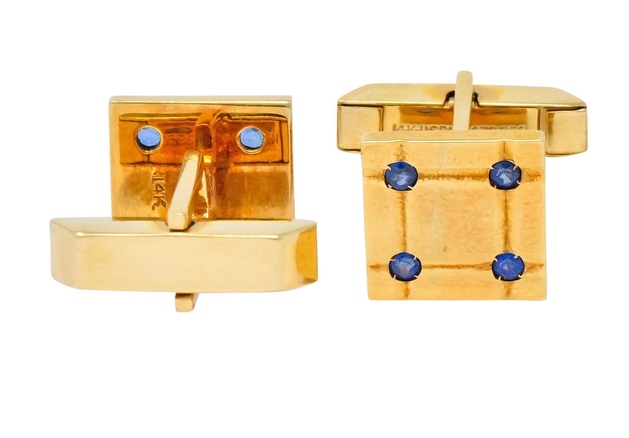 Tiffany & Co. Retro Sapphire 14 Karat Yellow Gold Men's Dress Set Circa 1940's - Wilson's Estate Jewelry