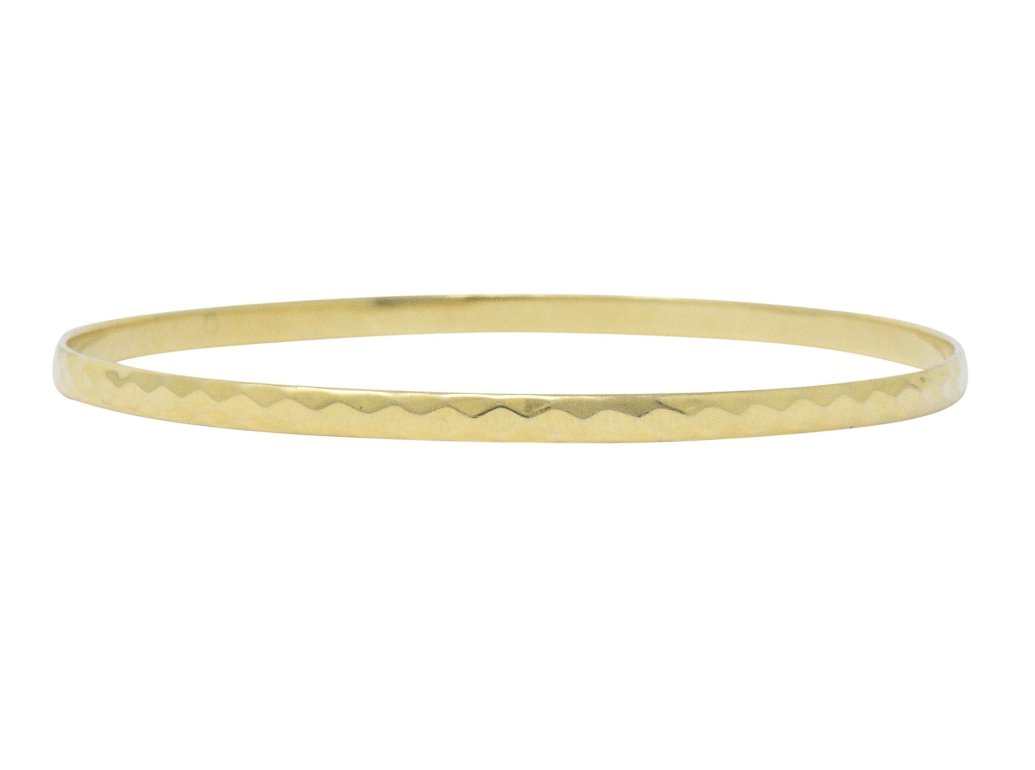 Tiffany & Co. Stackable 14 Karat Gold Faceted Bangle Bracelet Wilson's Estate Jewelry