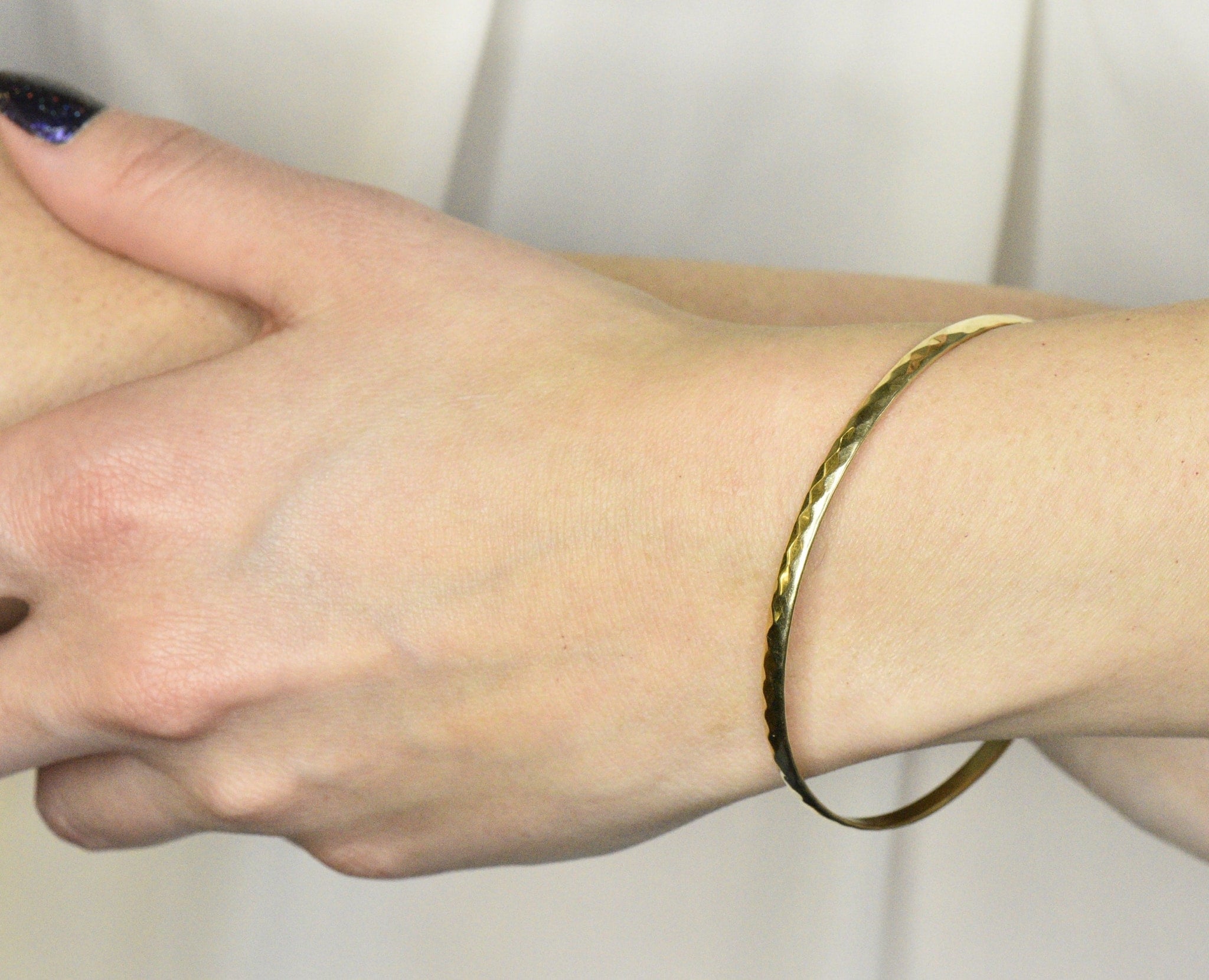 Tiffany & Co. Stackable 14 Karat Gold Faceted Bangle Bracelet Wilson's Estate Jewelry