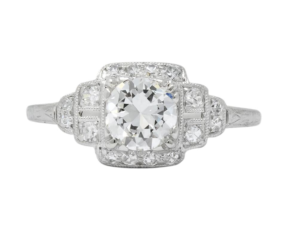 Traub Art Deco 0.85 CTW Diamond Platinum Engagement Ring - Wilson's Estate Jewelry