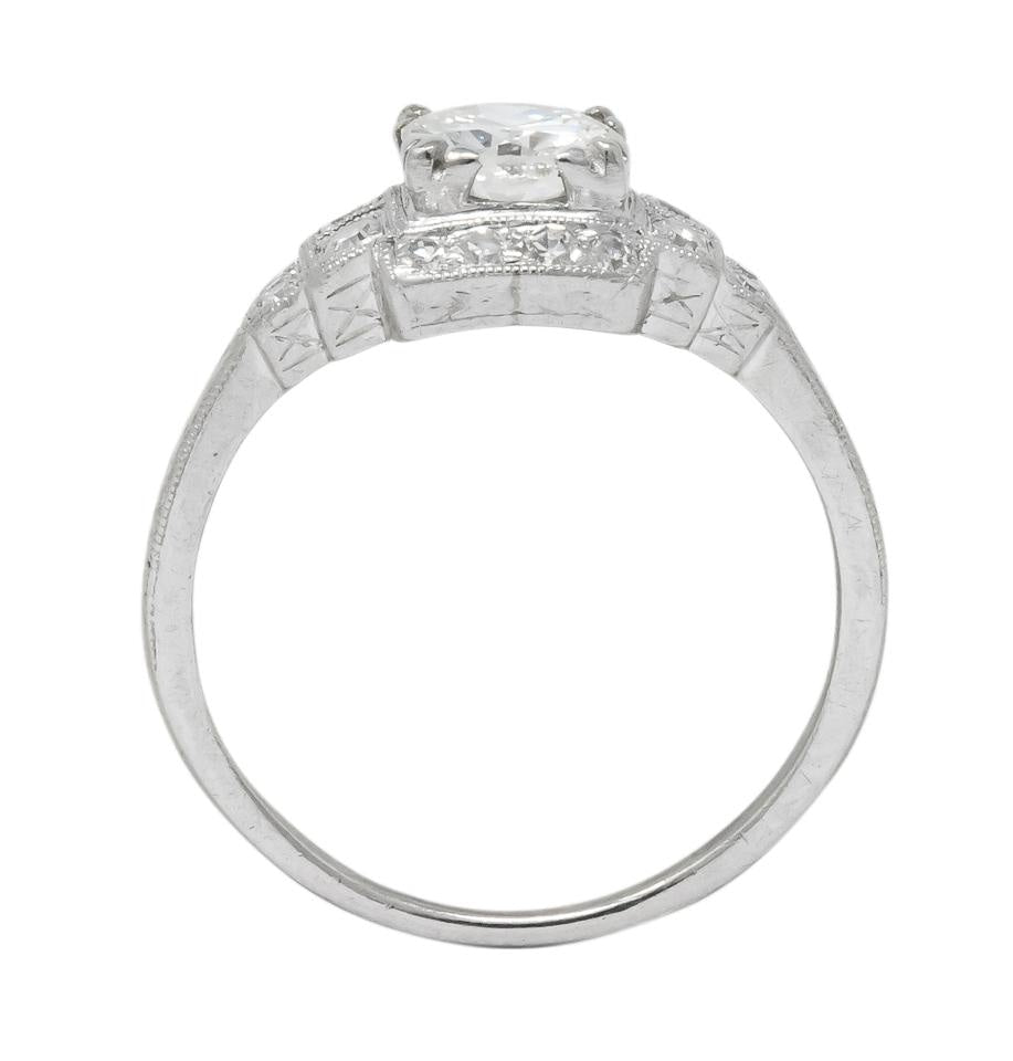 Traub Art Deco 0.85 CTW Diamond Platinum Engagement Ring - Wilson's Estate Jewelry