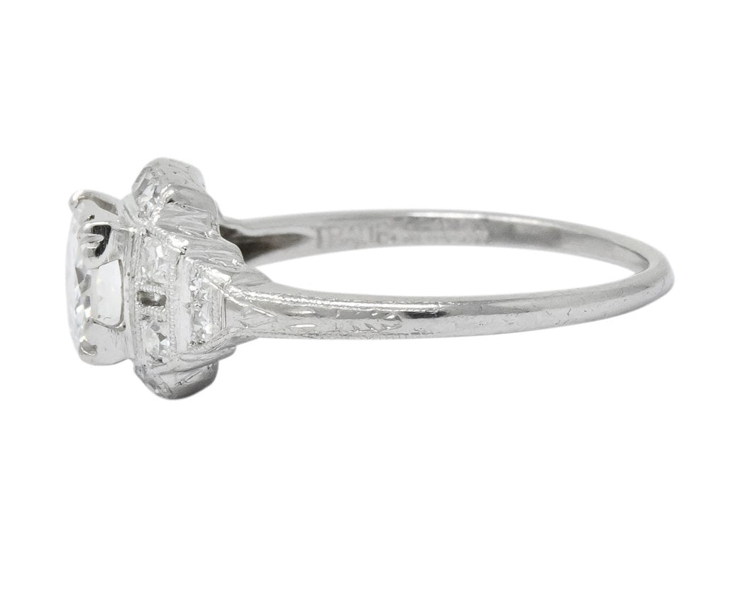 Traub Art Deco 0.85 CTW Diamond Platinum Engagement Ring - Wilson's Estate Jewelry