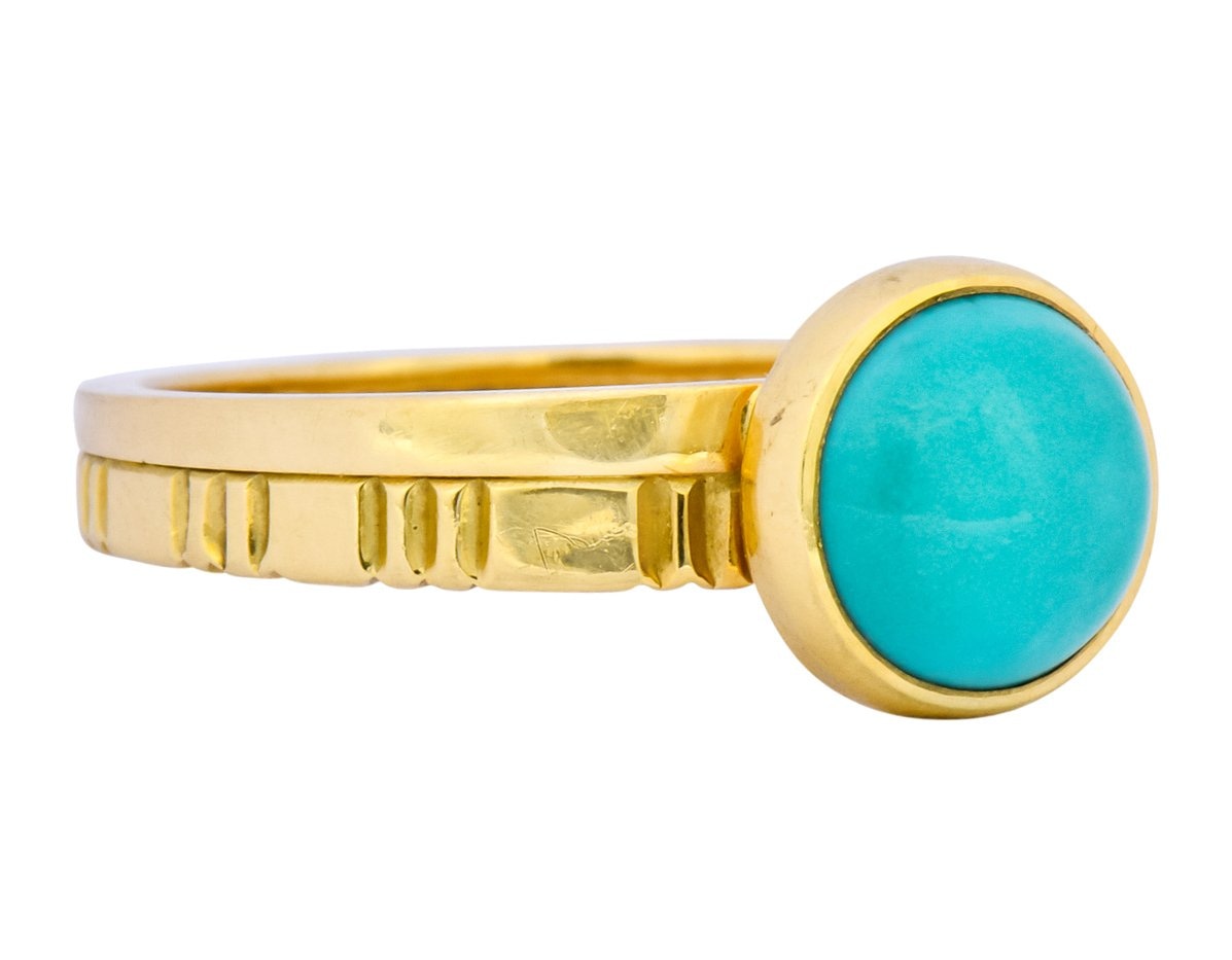 Turquoise 18 Karat Gold Stacking Ring - Wilson's Estate Jewelry