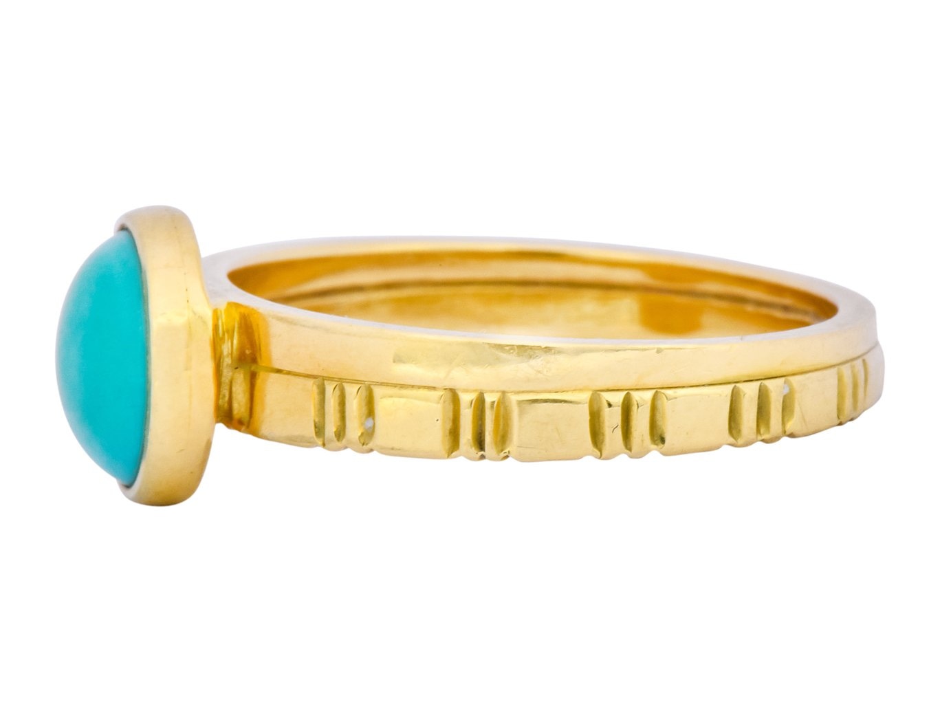 Turquoise 18 Karat Gold Stacking Ring - Wilson's Estate Jewelry