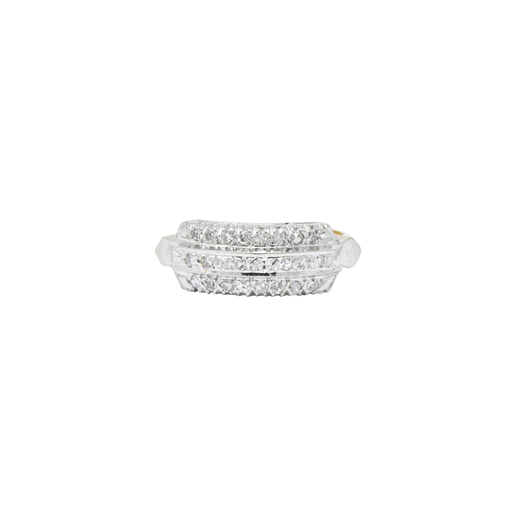 Understated .20 CTW Diamond & 14K Gold Two-Tone Retro Ring Wilson's Estate Jewelry