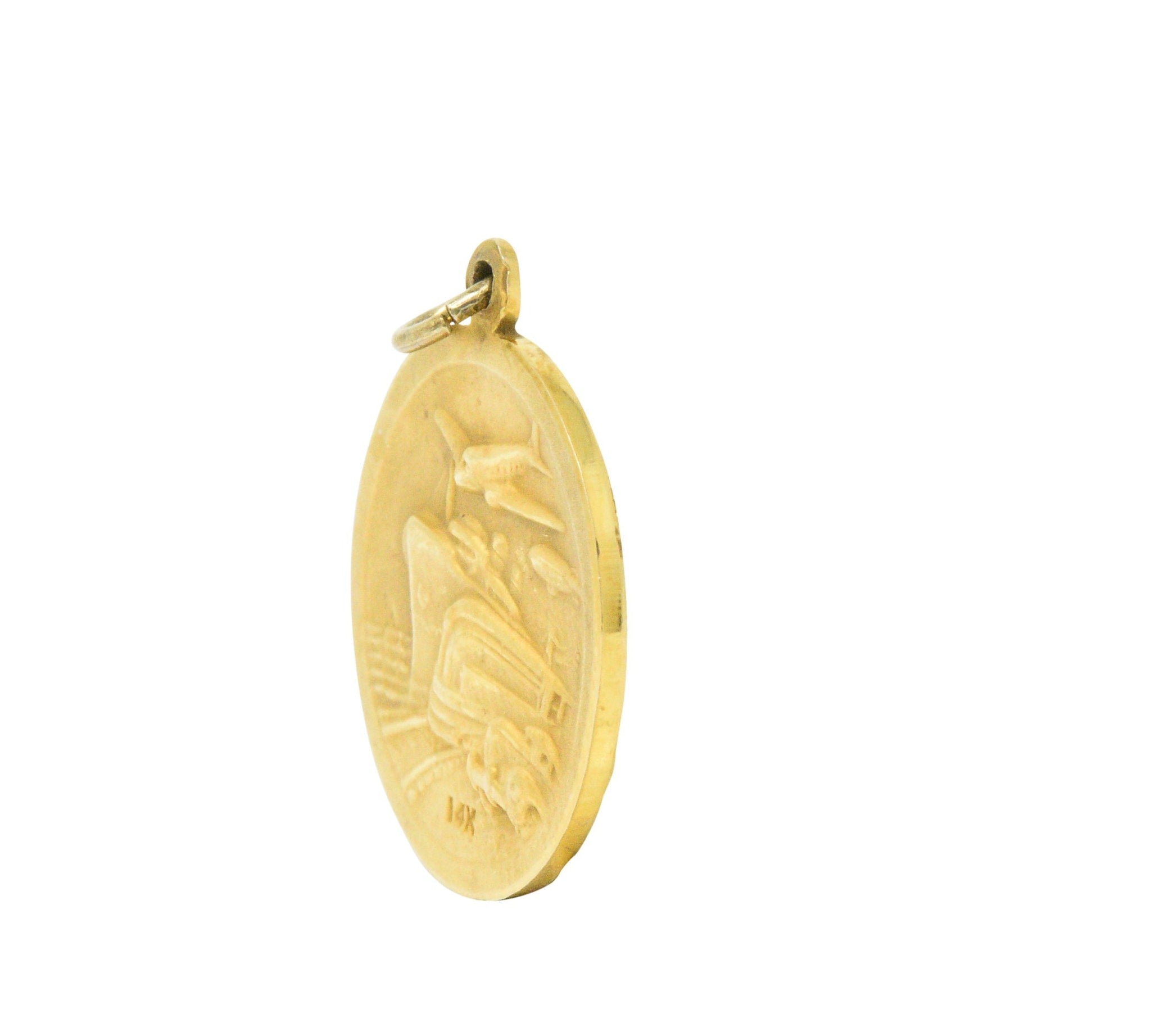 Unique 1933 14 Karat Gold World's Fair Pendant Wilson's Estate Jewelry