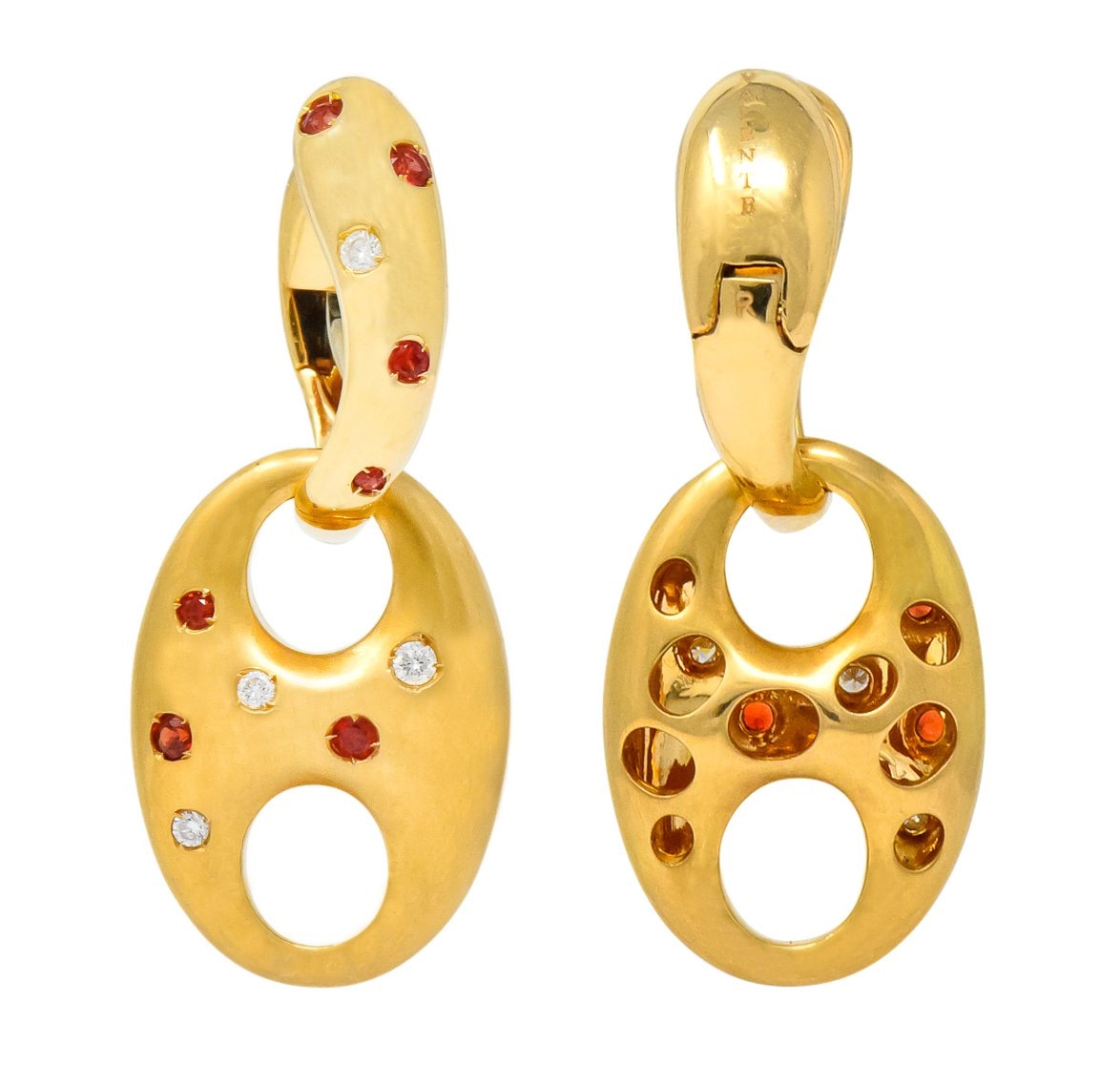 Valente Milano Diamond Ruby 18 Karat Gold Italian Earrings - Wilson's Estate Jewelry