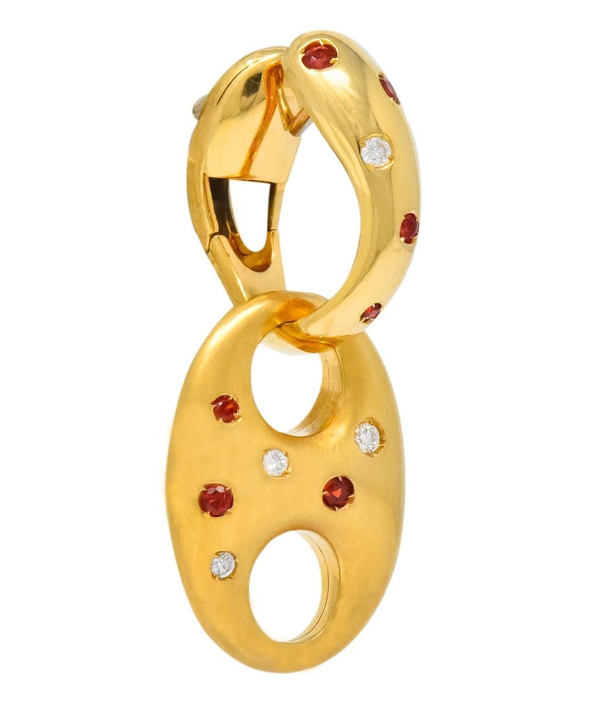 Valente Milano Diamond Ruby 18 Karat Gold Italian Earrings - Wilson's Estate Jewelry