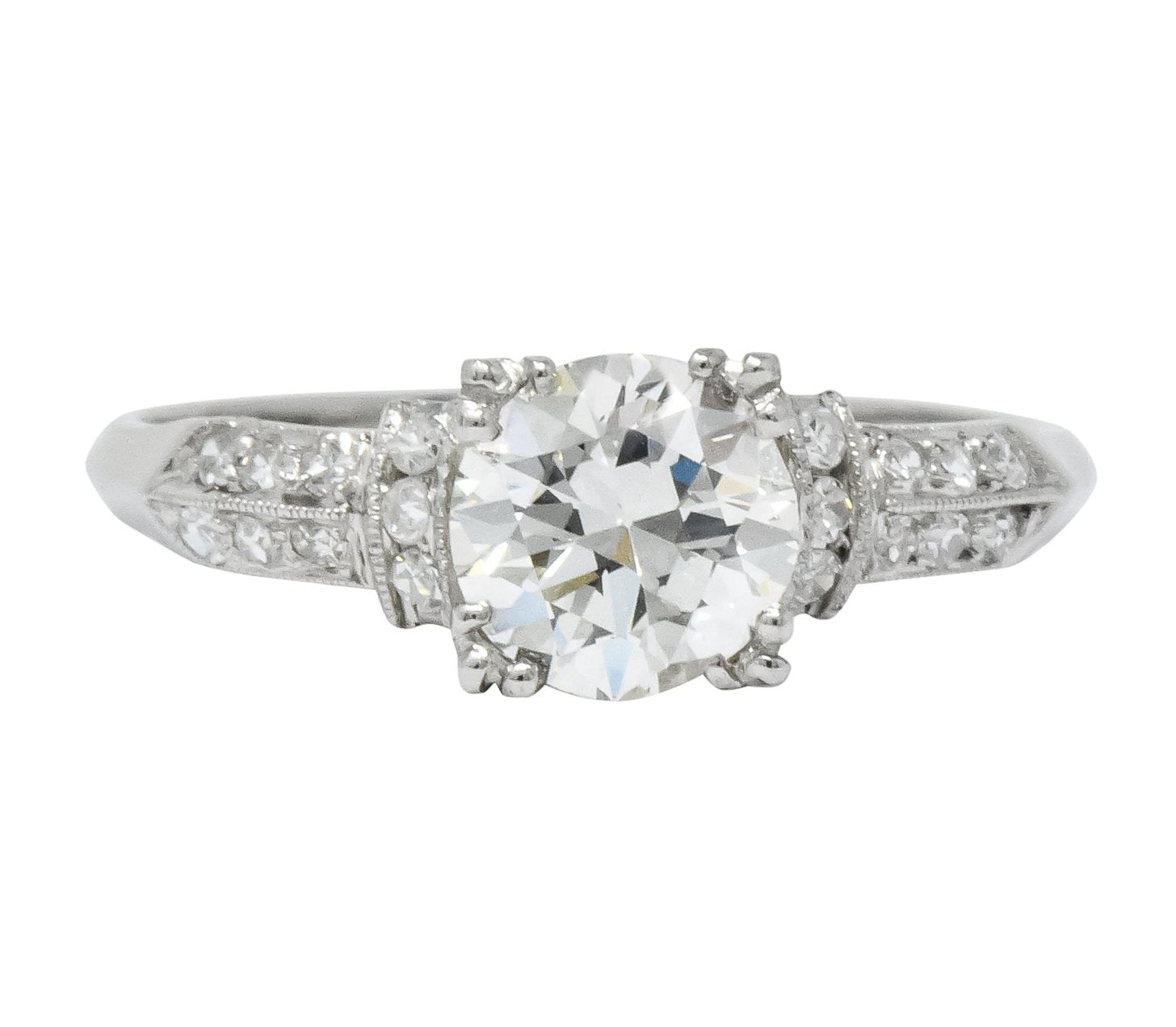 Vibrant Retro 1.15 CTW Diamond Platinum Engagement Ring - Wilson's Estate Jewelry