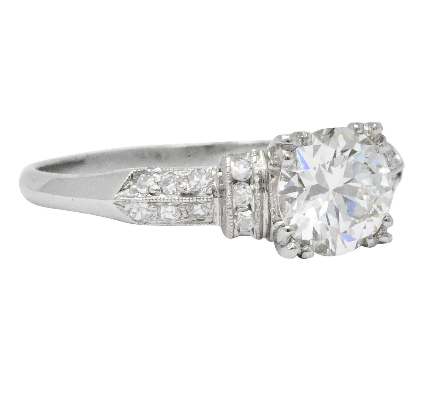 Vibrant Retro 1.15 CTW Diamond Platinum Engagement Ring - Wilson's Estate Jewelry