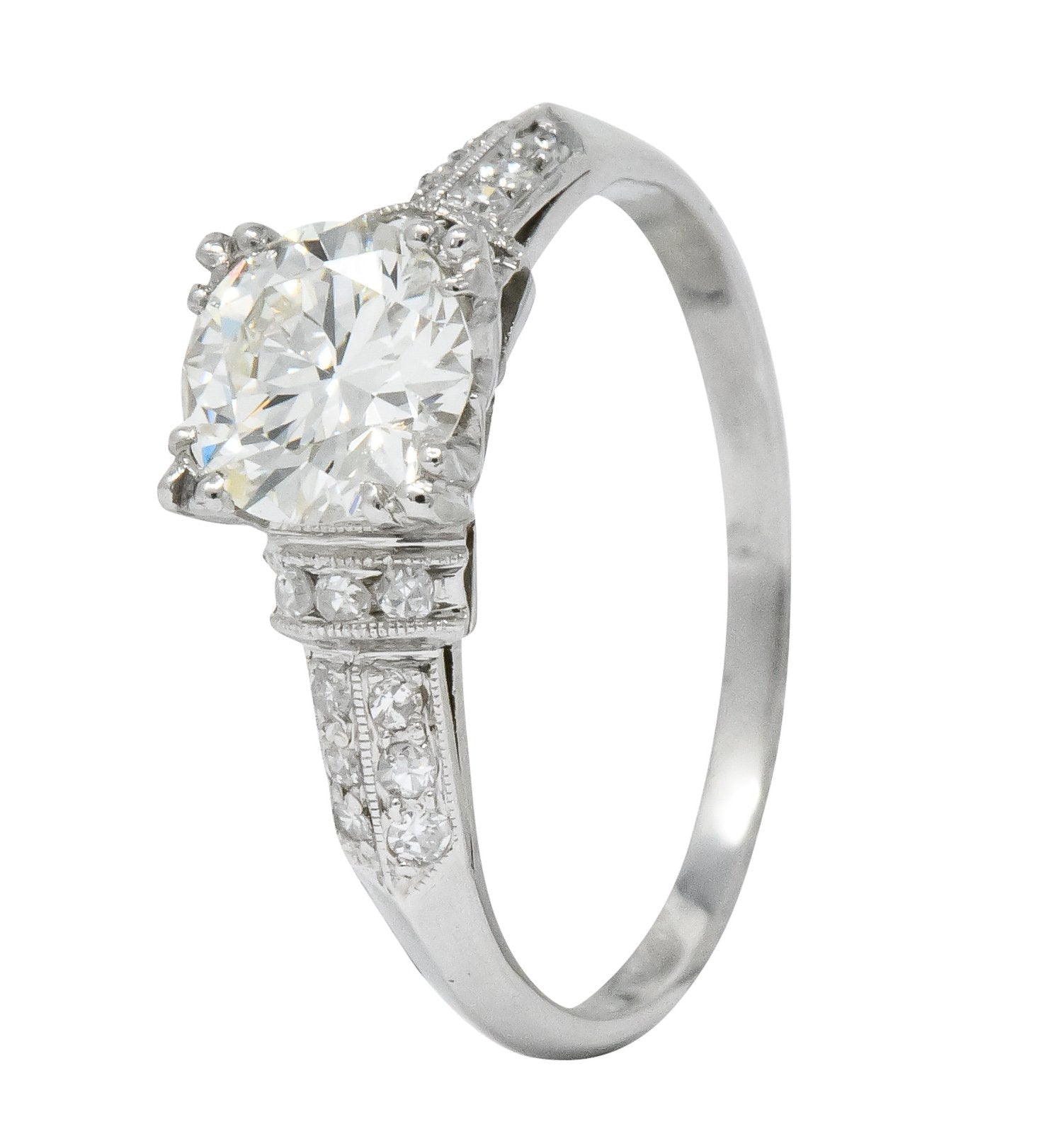 Vibrant Retro 1.15 CTW Diamond Platinum Engagement Ring - Wilson's Estate Jewelry