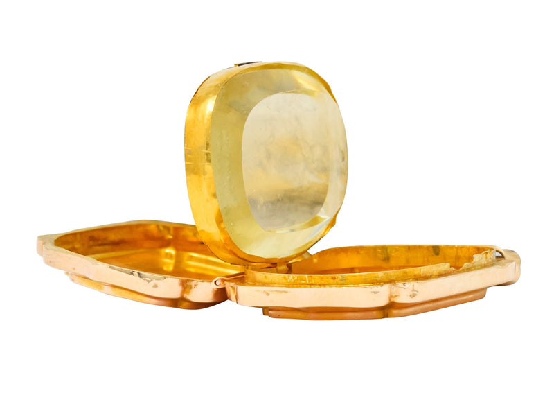 Victorian French Glass 18 Karat Two-Tone Gold Locket Pendant - Wilson's Estate Jewelry