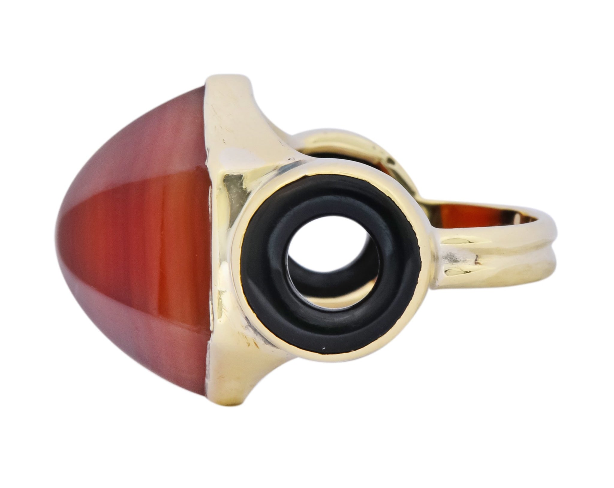 Walter Lampl Art Deco Carnelian Onyx 14 Karat Gold Cocktail Ring Circa 1930's - Wilson's Estate Jewelry