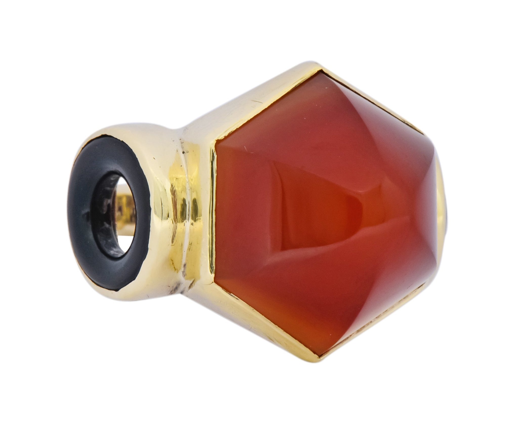 Walter Lampl Art Deco Carnelian Onyx 14 Karat Gold Cocktail Ring Circa 1930's - Wilson's Estate Jewelry