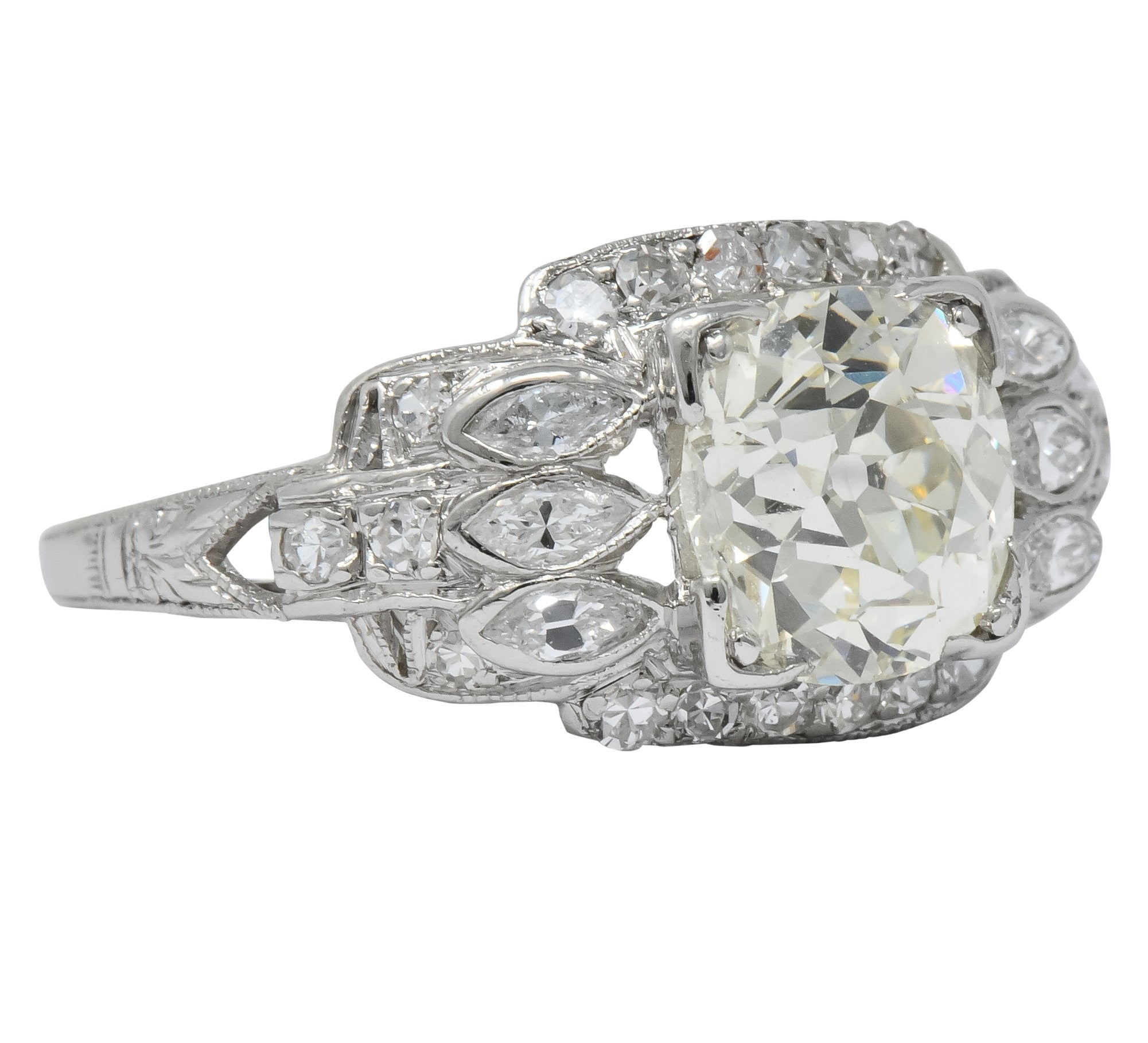 William B. Ogush Inc. Retro 2.05 CTW Diamond Platinum Engagement Ring - Wilson's Estate Jewelry