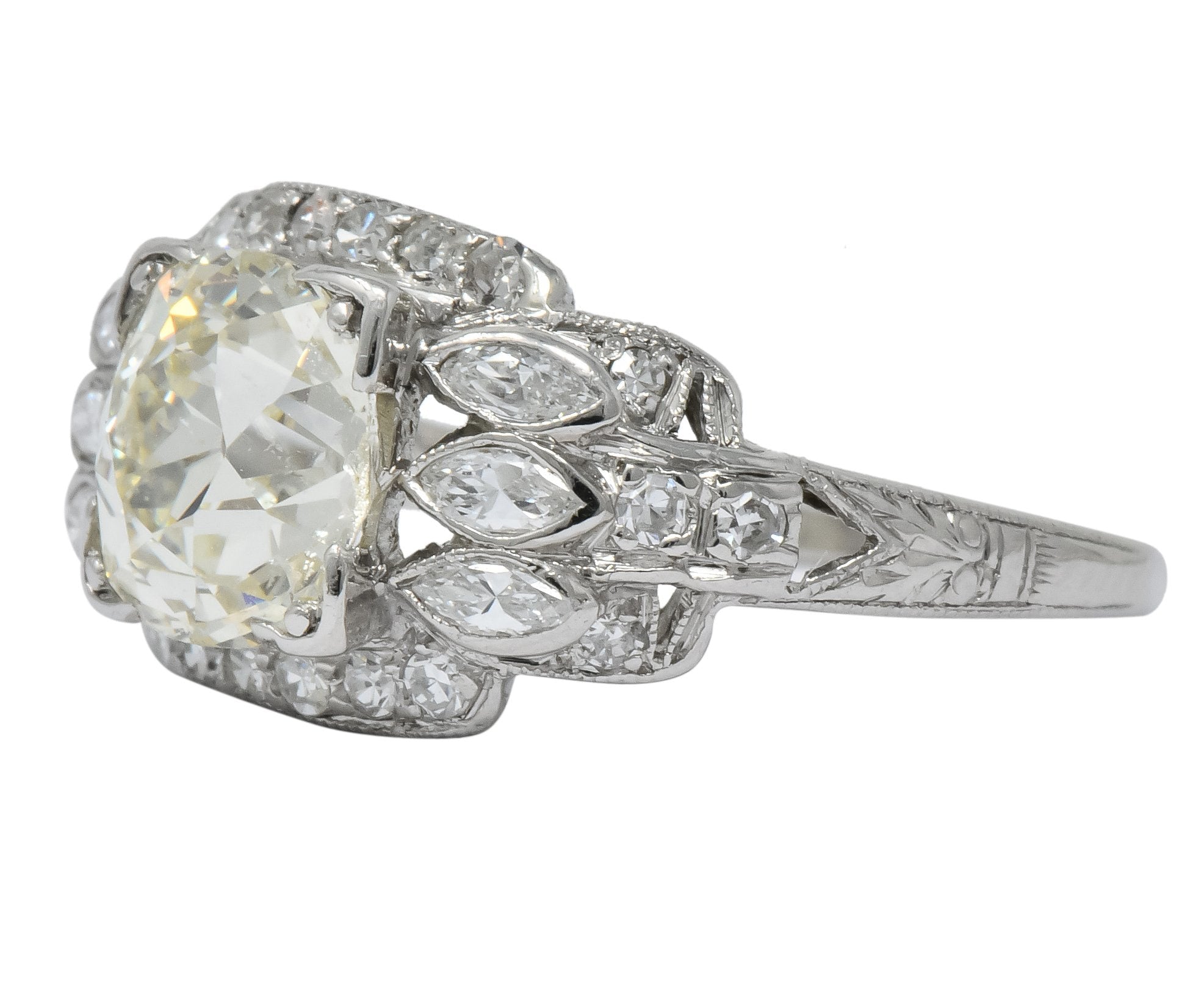 William B. Ogush Inc. Retro 2.05 CTW Diamond Platinum Engagement Ring - Wilson's Estate Jewelry