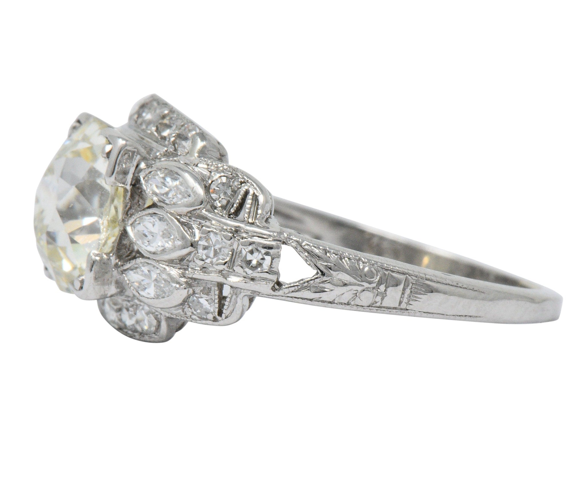 William B. Ogush Inc. Retro 2.05 CTW Diamond Platinum Engagement Ring - Wilson's Estate Jewelry