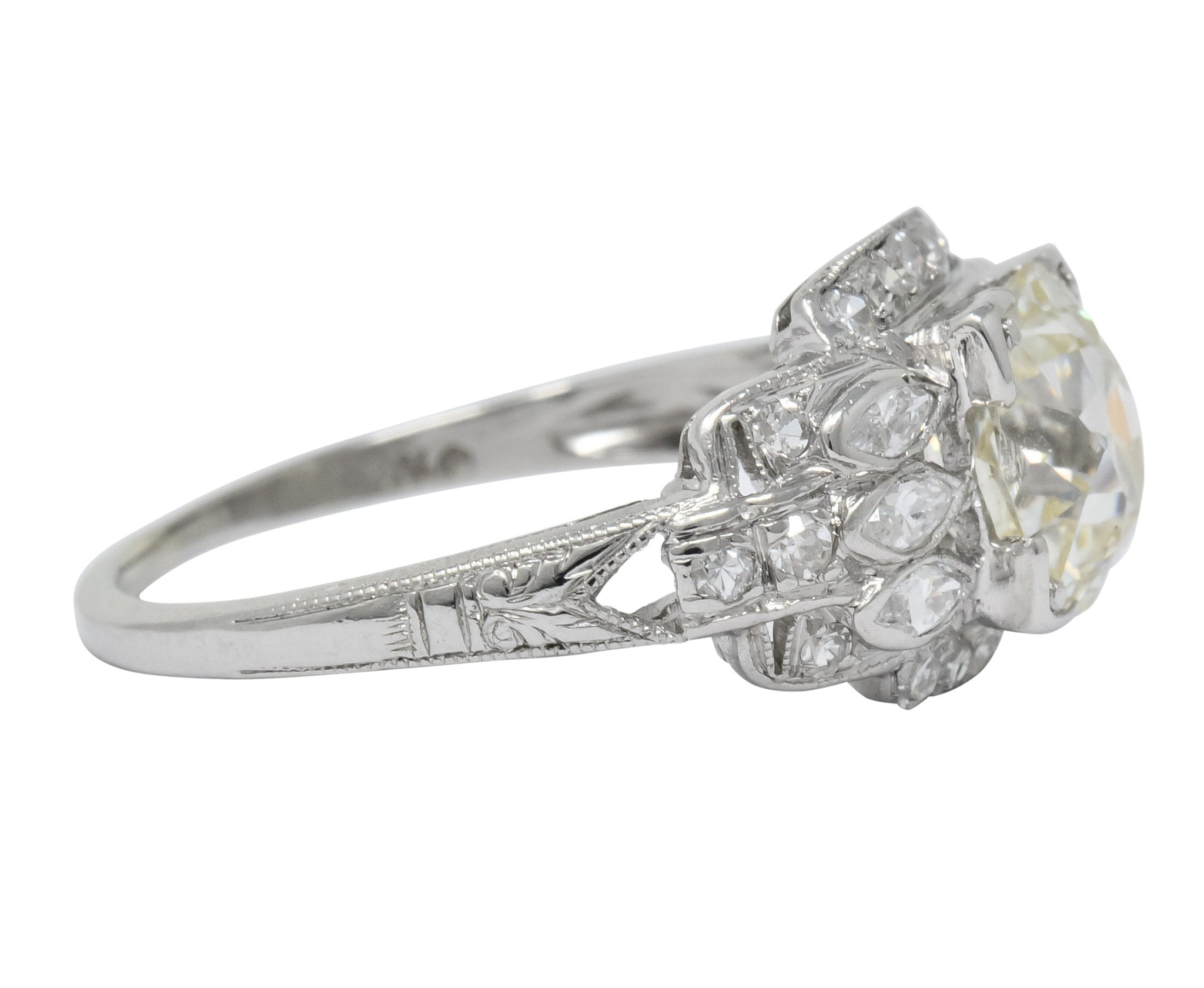 William B. Ogush Inc. Retro 2.05 CTW Diamond Platinum Engagement Ring - Wilson's Estate Jewelry