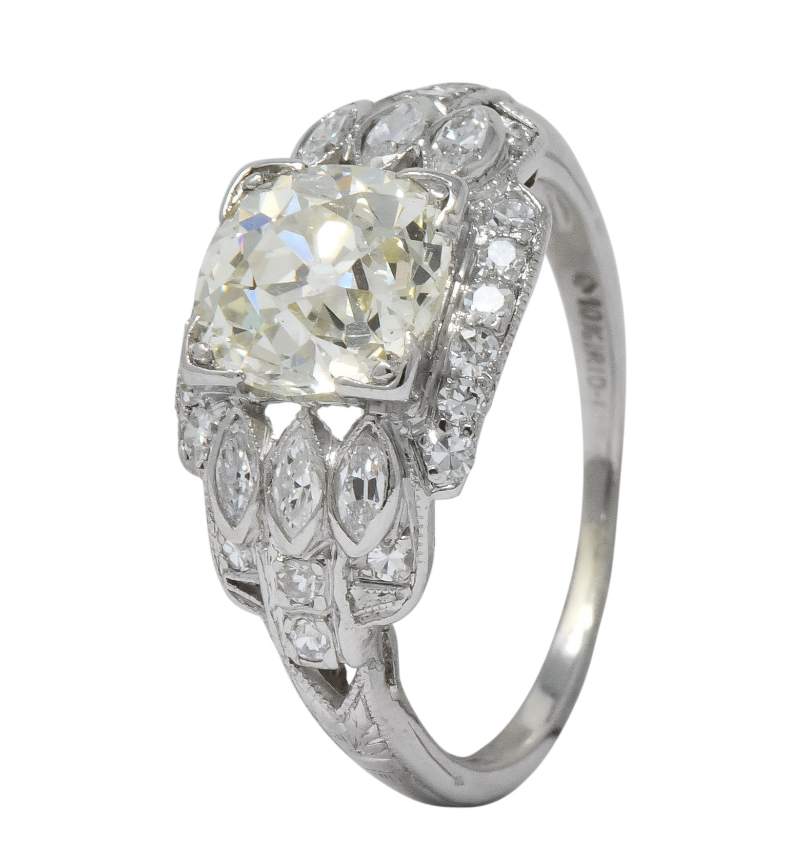 William B. Ogush Inc. Retro 2.05 CTW Diamond Platinum Engagement Ring - Wilson's Estate Jewelry